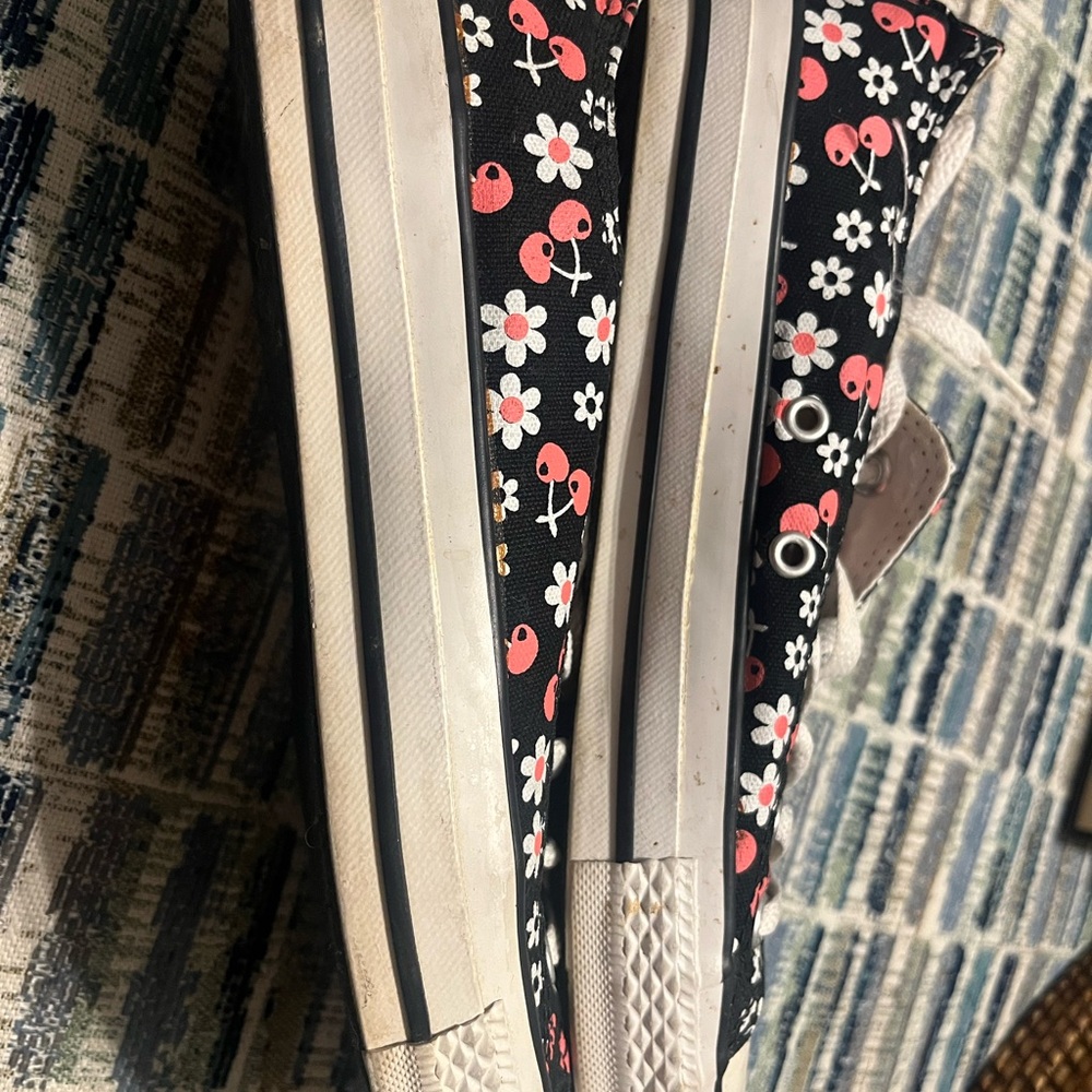 Converse Women’s ' Black Floral and Cherries Sneakers - Picture 3 of 8